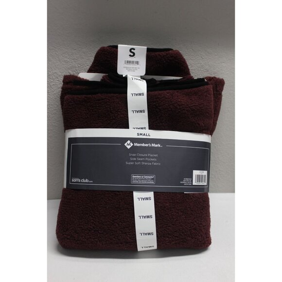 Member's Mark men's wine snap close alpine sherpa pullover jacket S - Picture 3 of 10